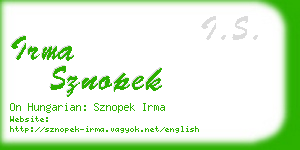 irma sznopek business card